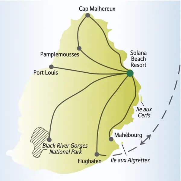 Vom Solana Beach Resort aus führt uns unsere me&more-Singlereise nach Mauritius zum Cap Malhereux, nach Port Louis und Mahébourg sowie in den Black River Gorges National Park.